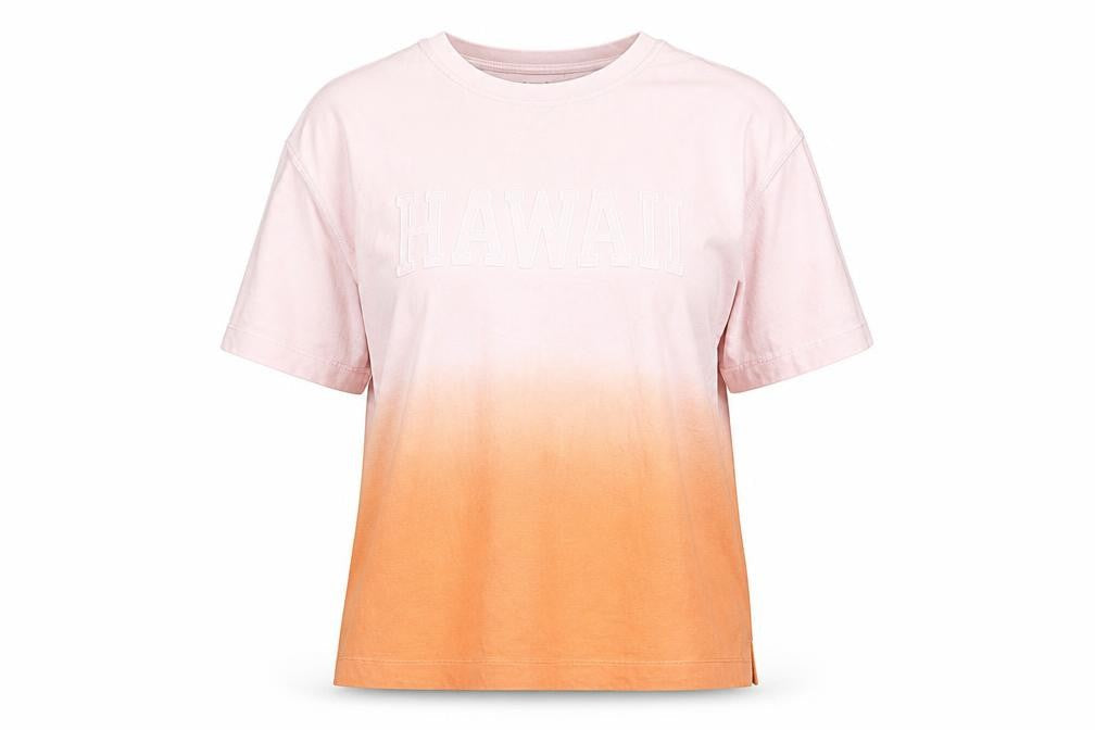 Marks & Spencer Womens Pink Orange Ombre Hawaii Cotton T-Shirt Size 14