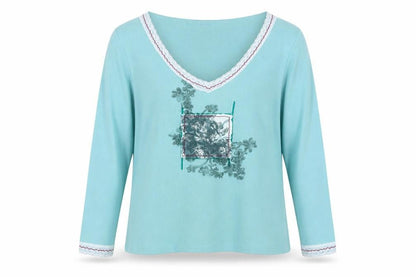 Marks & Spencer Womens Blue Cotton V-Neck Long Sleeve Blouse UK 22