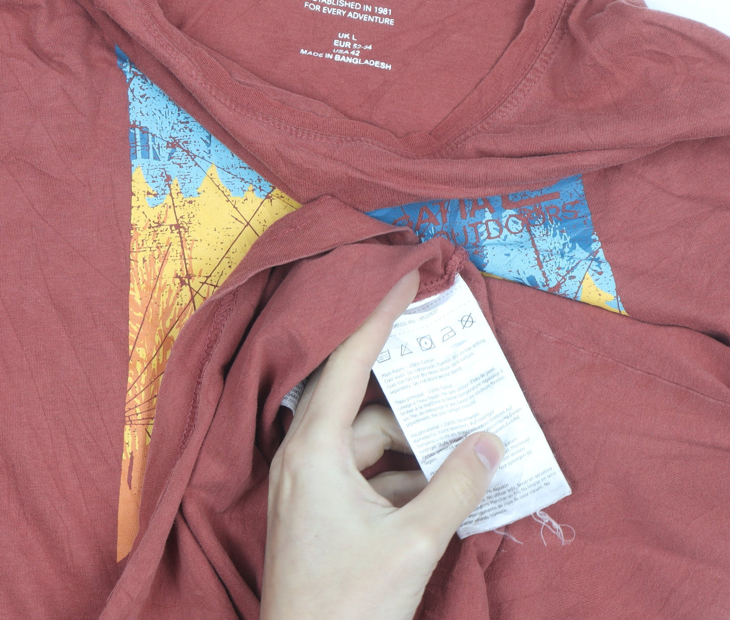Regatta Mens Brown Graphic Outdoor Crew Neck Cotton T-Shirt Size L