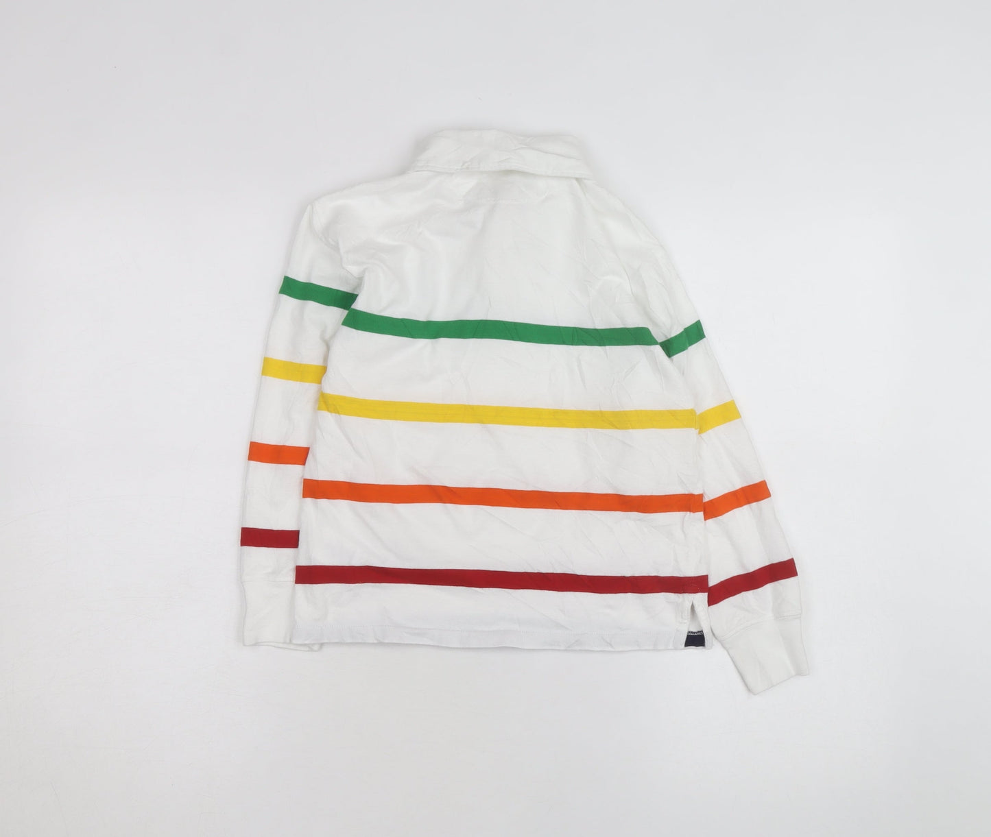 Polo Ralph Lauren Boys White Multicoloured Stripe Long Sleeve Polo Shirt Size 8
