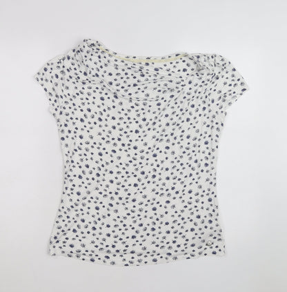 John Rocha Womens White Floral Cowl Neck Jersey Top Size 16