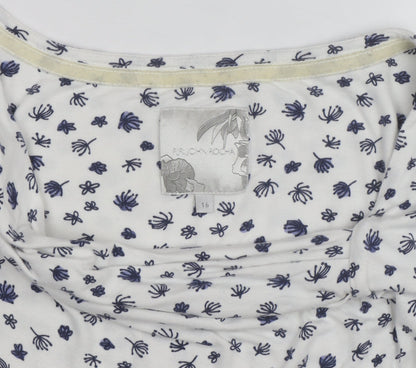 John Rocha Womens White Floral Cowl Neck Jersey Top Size 16