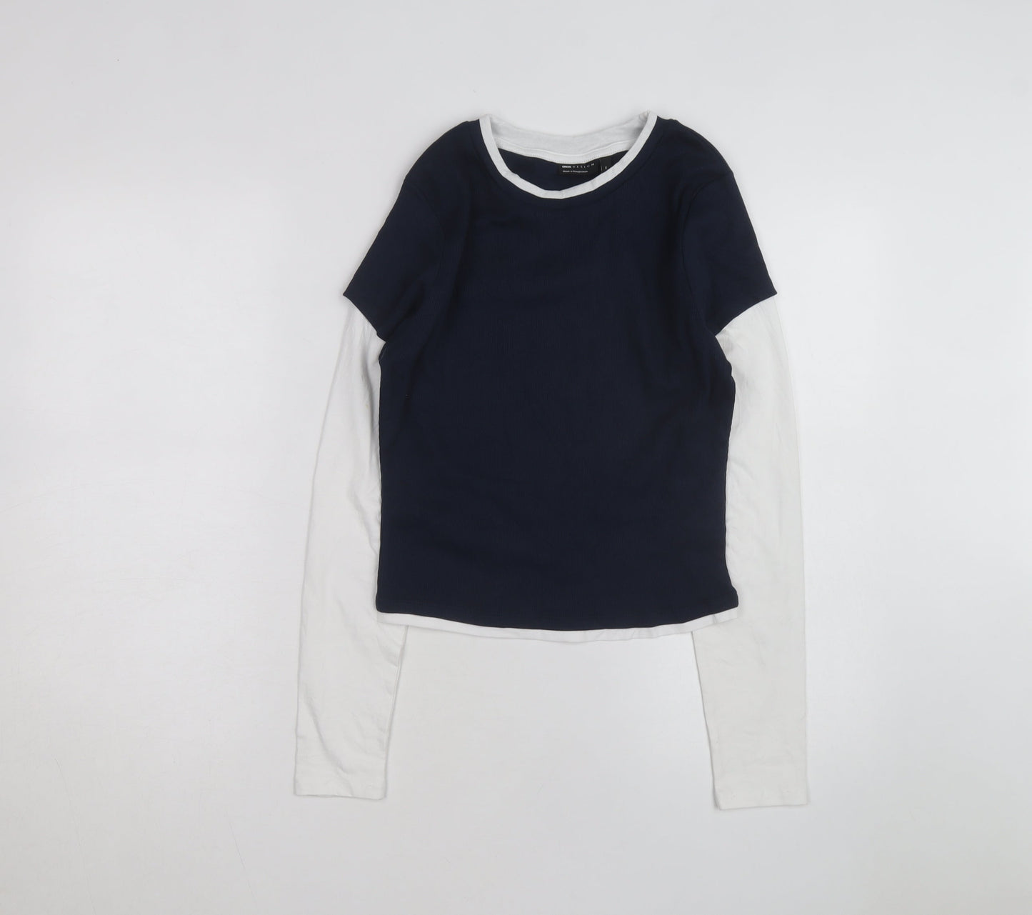 ASOS DESIGN Women’s Blue White Ringer Long Sleeve T-Shirt M