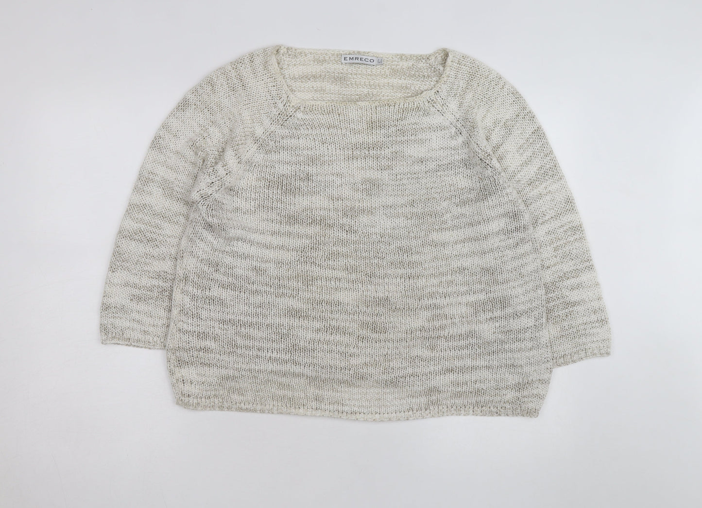 Emreco Women Beige Chunky Knit Pullover Jumper Size 18