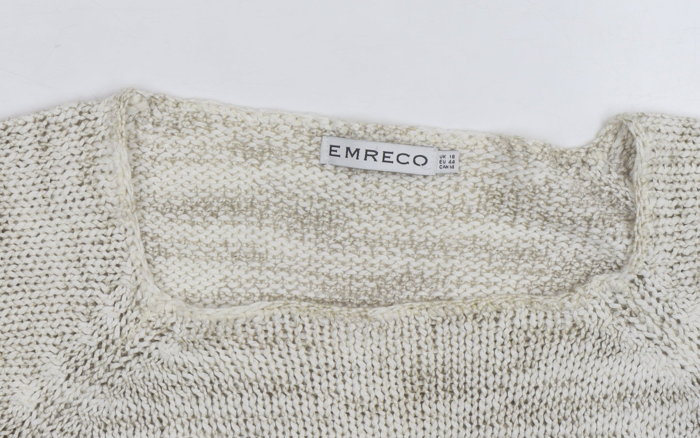 Emreco Women Beige Chunky Knit Pullover Jumper Size 18