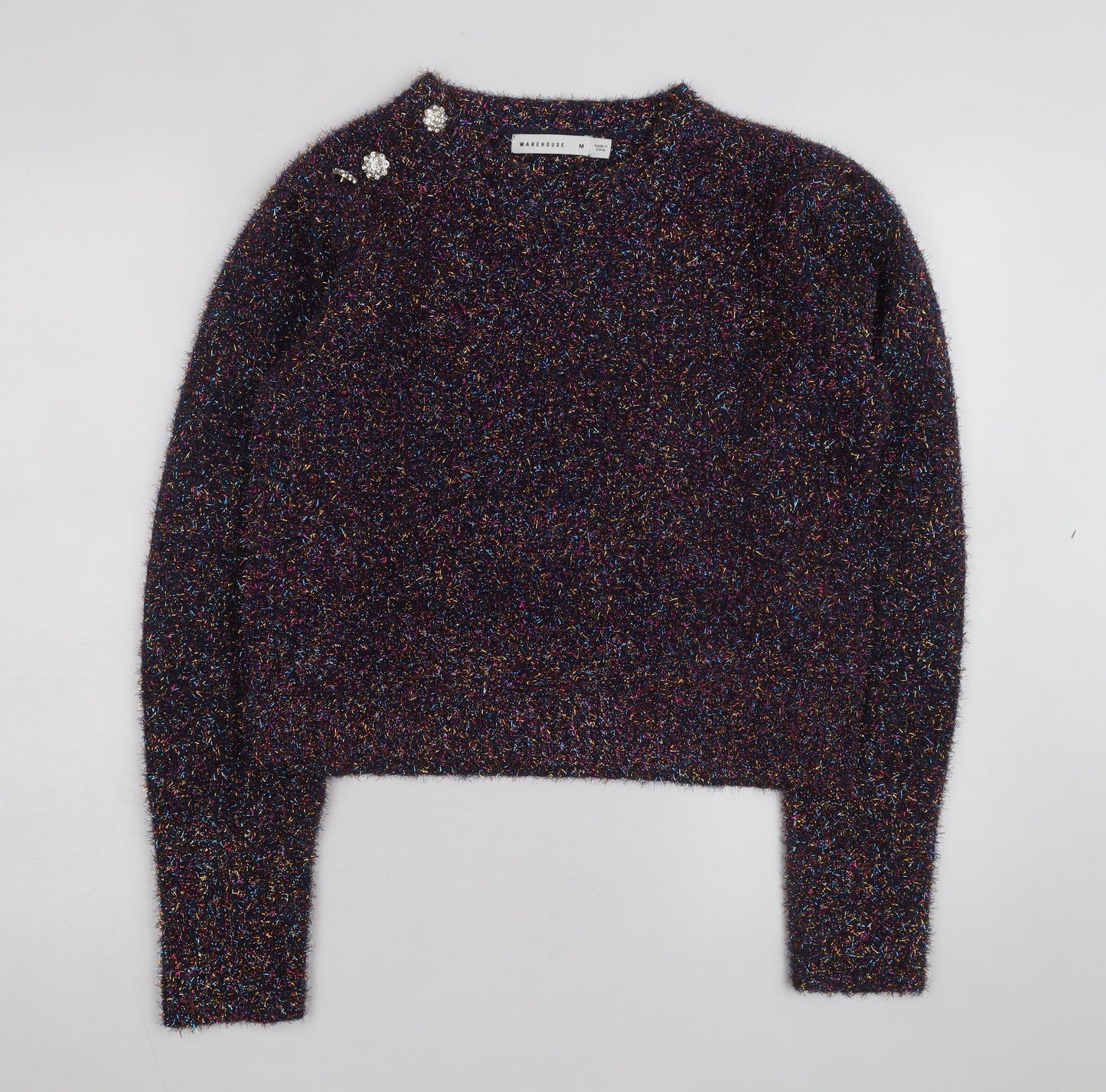 Warehouse Women Multicoloured M Pullover Jumper with Jewel Buttons