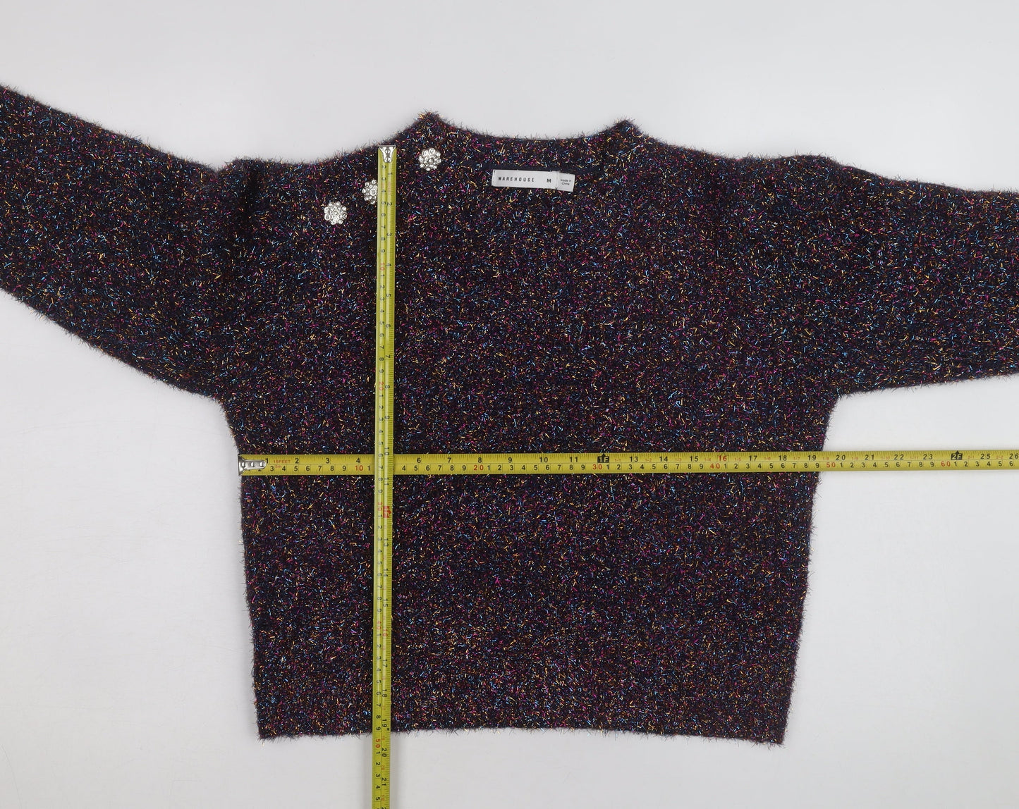 Warehouse Women Multicoloured M Pullover Jumper with Jewel Buttons