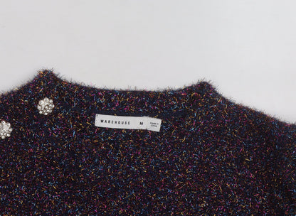 Warehouse Women Multicoloured M Pullover Jumper with Jewel Buttons