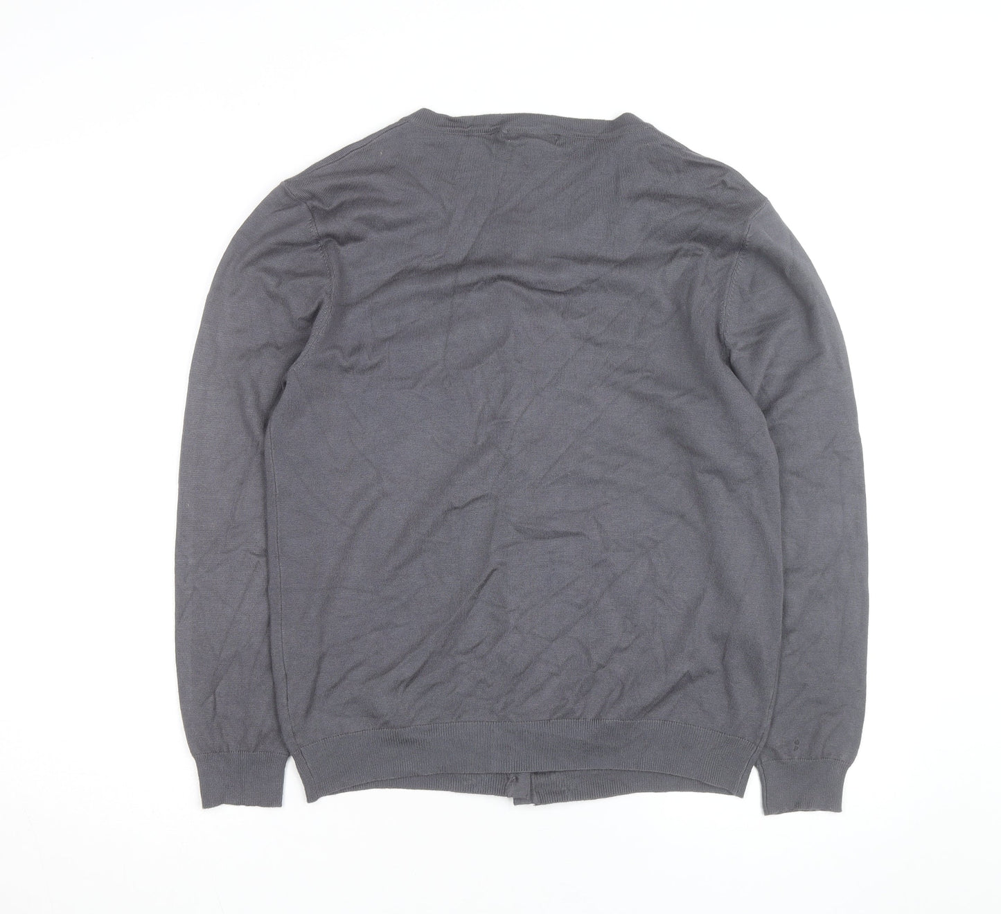 Reflect Grey Rhinestone Crew Neck L Cardigan Knit Jumper