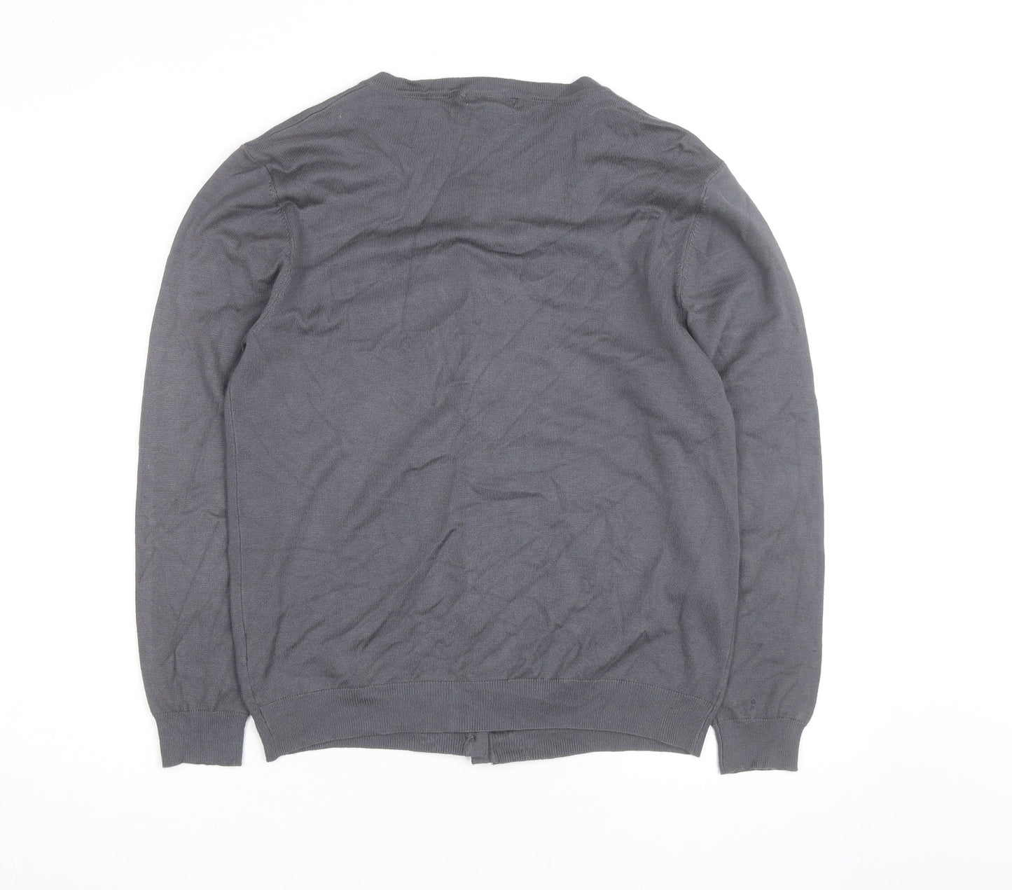 Reflect Grey Rhinestone Crew Neck L Cardigan Knit Jumper