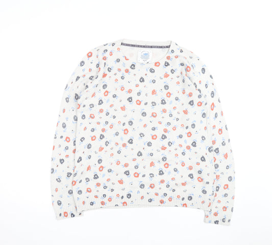 Faithful & True Women’s Beige Floral Cotton Knit Pullover Jumper L