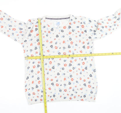Faithful & True Women’s Beige Floral Cotton Knit Pullover Jumper L