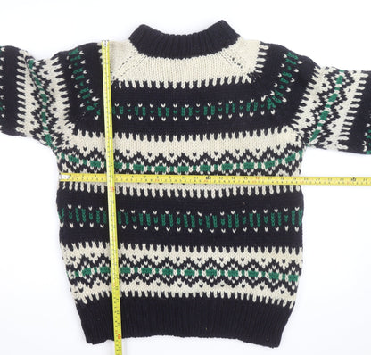 Rogroprop Knitwear Men's Blue Fair Isle Wool Jumper M