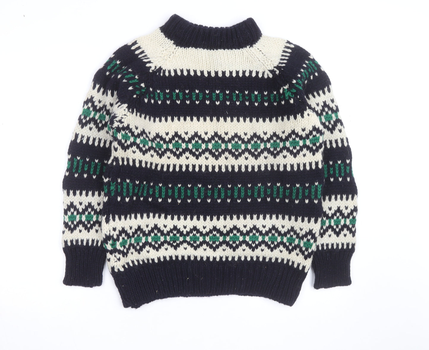 Rogroprop Knitwear Men's Blue Fair Isle Wool Jumper M