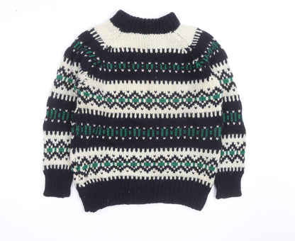 Rogroprop Knitwear Men's Blue Fair Isle Wool Jumper M