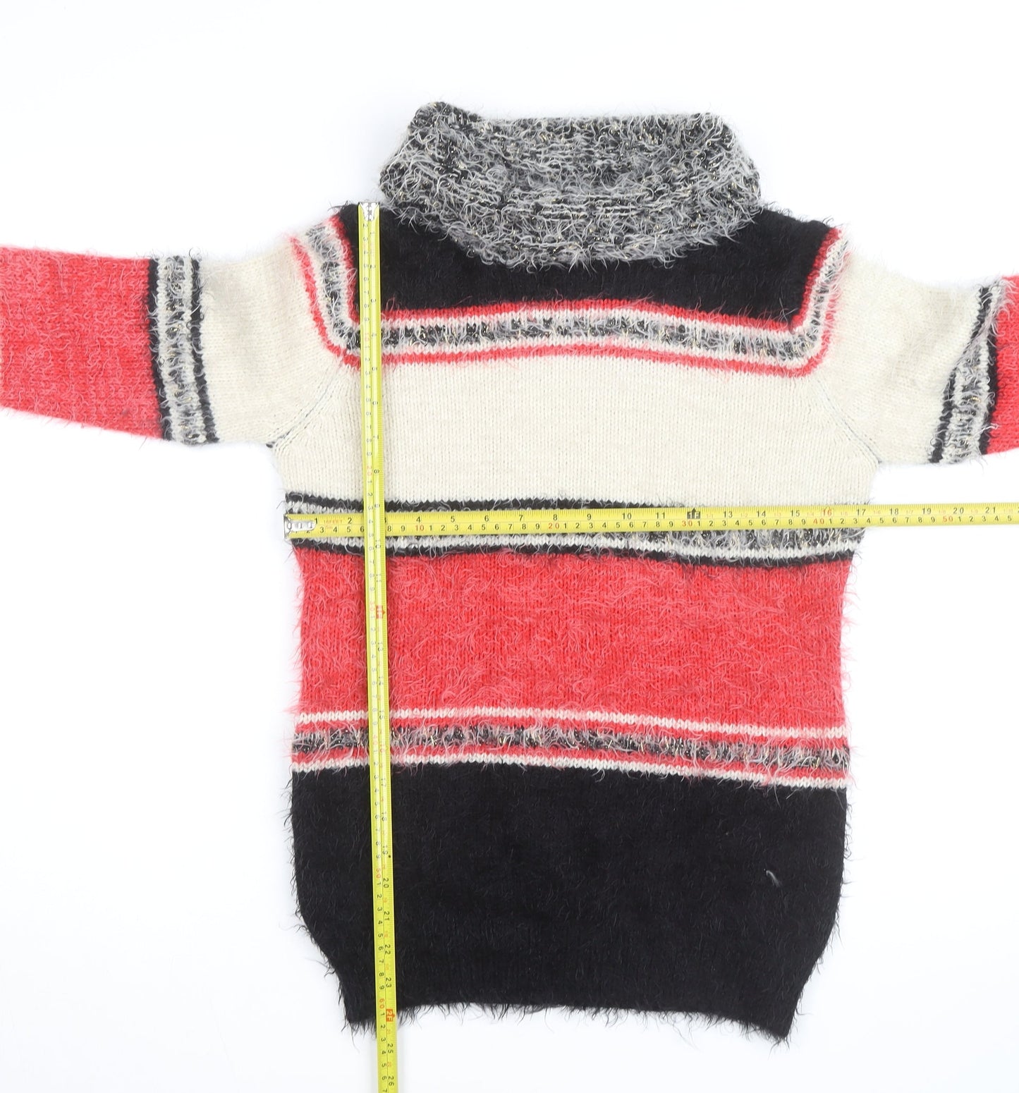 Katsumi Unisex Multicoloured Roll Neck Striped Chunky Knit Jumper M