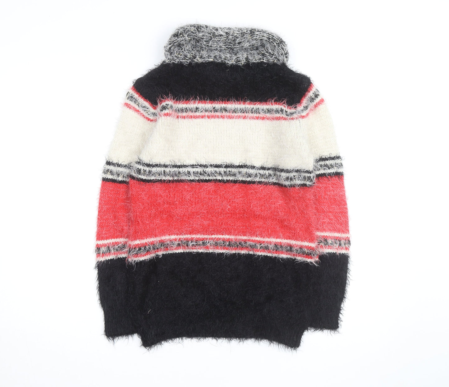 Katsumi Unisex Multicoloured Roll Neck Striped Chunky Knit Jumper M