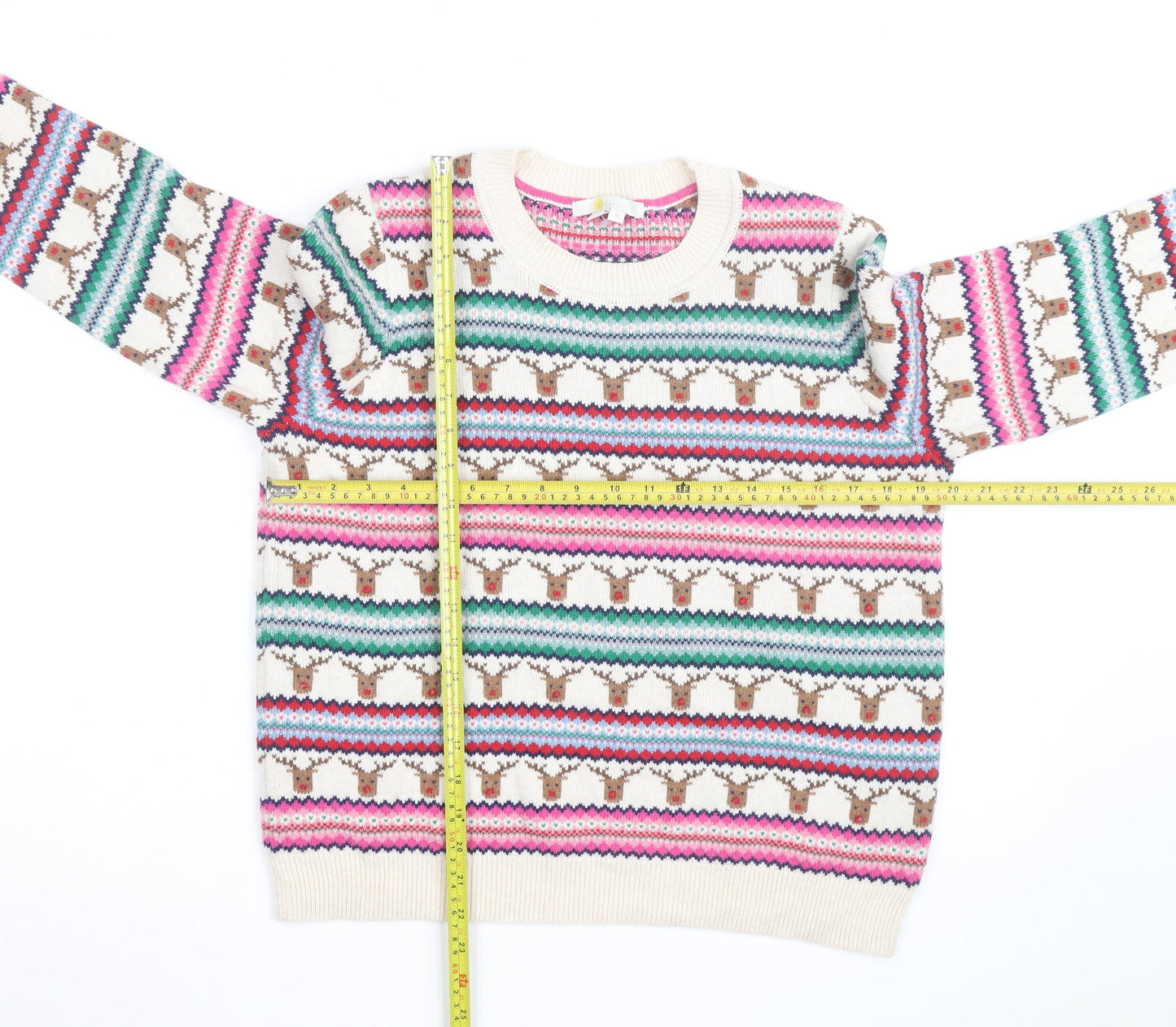 Boden Men’s Multicoloured Reindeer Fair Isle Wool Jumper M