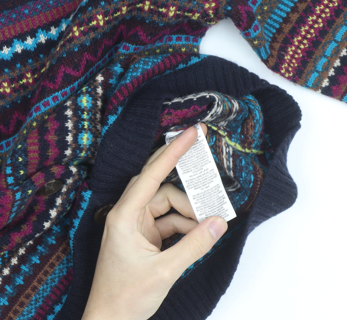 Seasalt Cornwall Women's Multicoloured Wool Fair Isle Cardigan Size 14