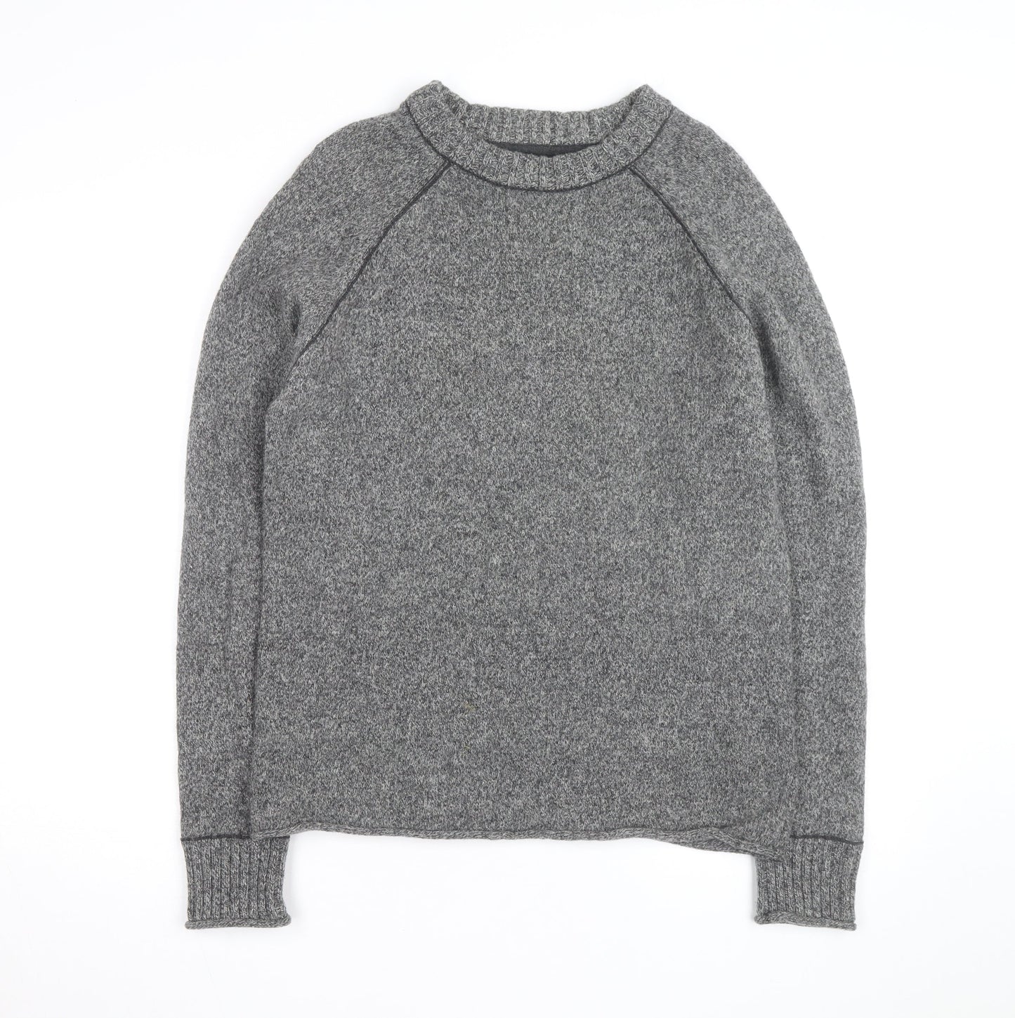 Fat Face Mens Grey Wool Blend Chunky Knit Crew Neck Jumper Size M