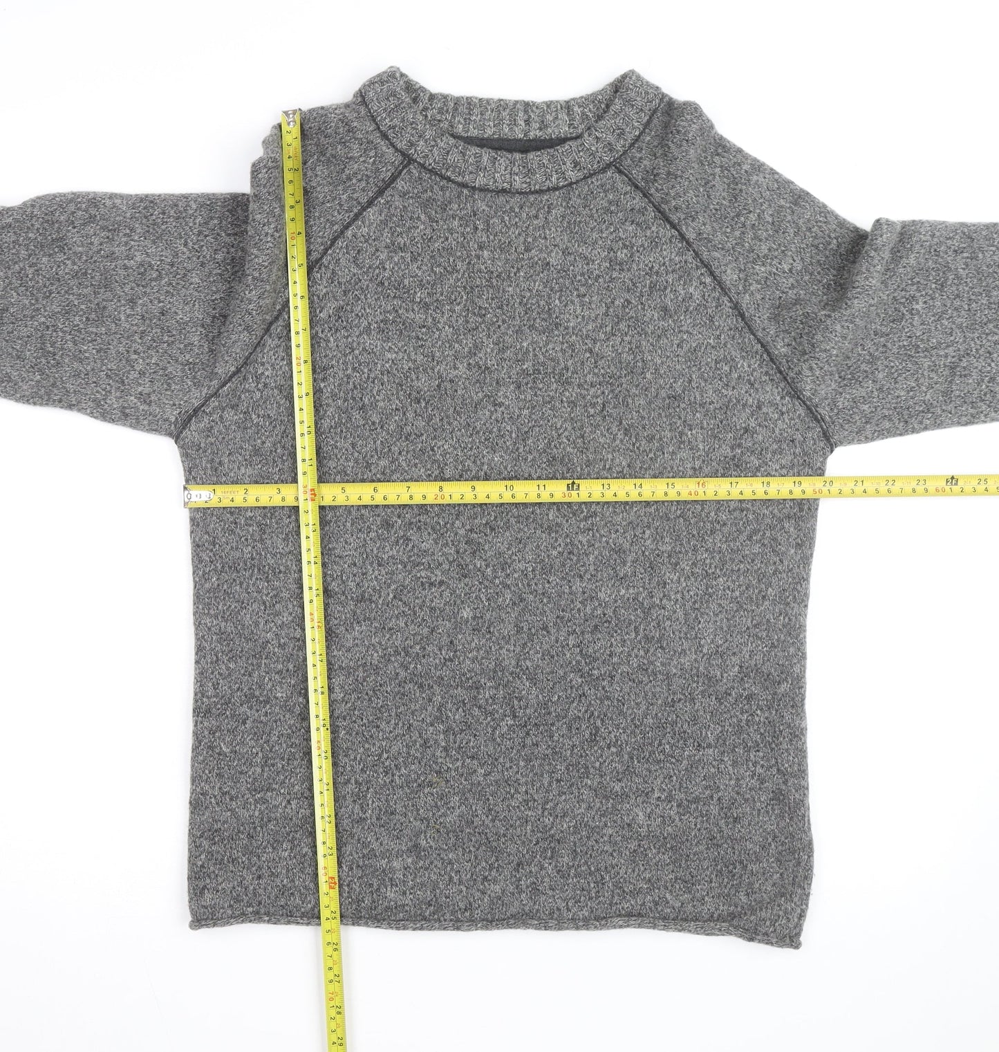 Fat Face Mens Grey Wool Blend Chunky Knit Crew Neck Jumper Size M