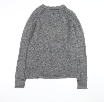 Fat Face Mens Grey Wool Blend Chunky Knit Crew Neck Jumper Size M