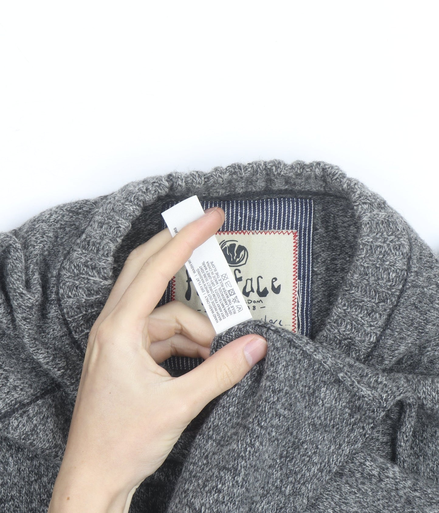 Fat Face Mens Grey Wool Blend Chunky Knit Crew Neck Jumper Size M