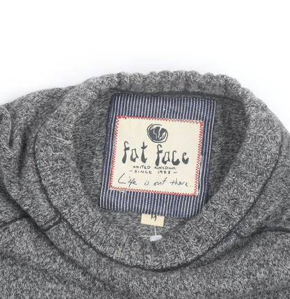 Fat Face Mens Grey Wool Blend Chunky Knit Crew Neck Jumper Size M