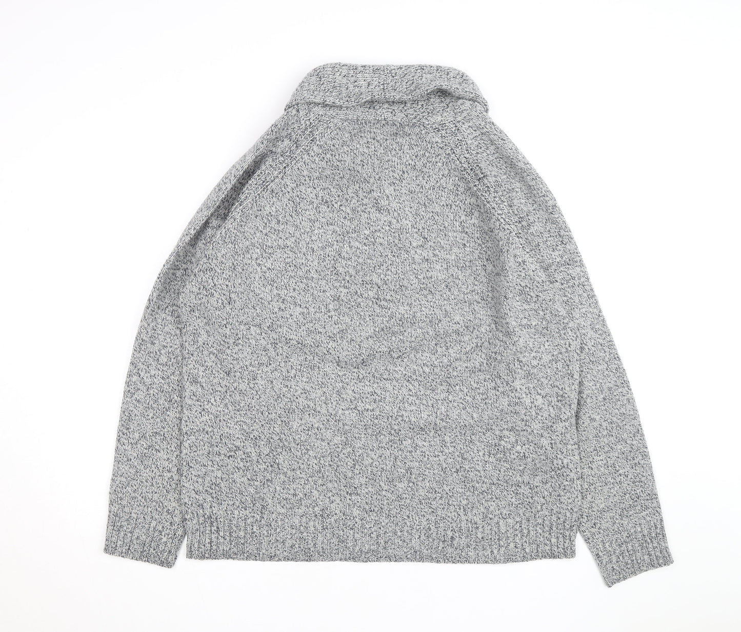 Tu Men's Grey XL 1/2 Zip Chunky Knit High Neck Jumper