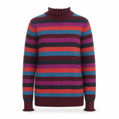 Joules Women's Multicoloured Striped Mock Neck Jumper Size 12