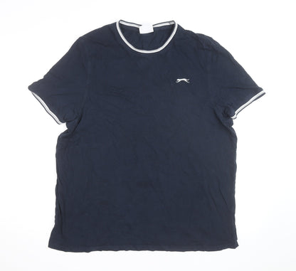Slazenger Men's Blue XL Crew Neck Short Sleeve Cotton T-Shirt