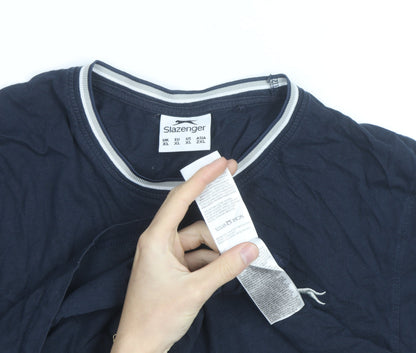 Slazenger Men's Blue XL Crew Neck Short Sleeve Cotton T-Shirt