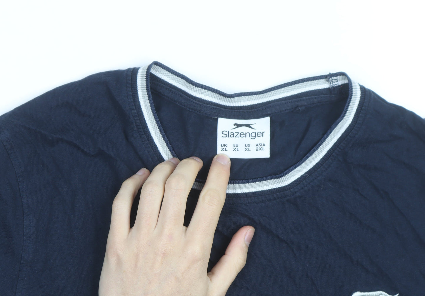 Slazenger Men's Blue XL Crew Neck Short Sleeve Cotton T-Shirt