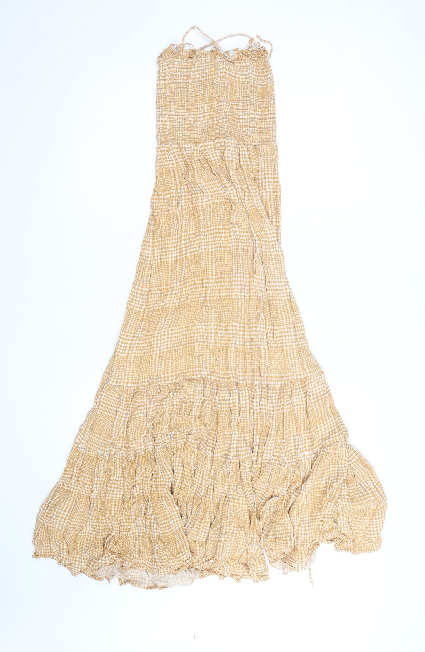 New Look Women’s Beige Check Maxi Dress Size 14 Boho Summer Style