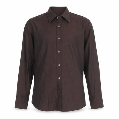 Next Men's Brown Striped Cotton Long Sleeve Button-Up Shirt L