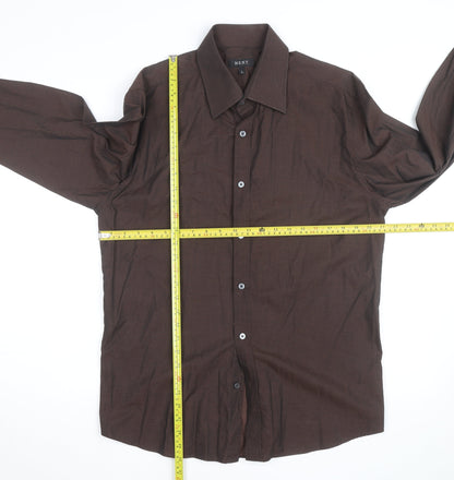 Next Men's Brown Striped Cotton Long Sleeve Button-Up Shirt L