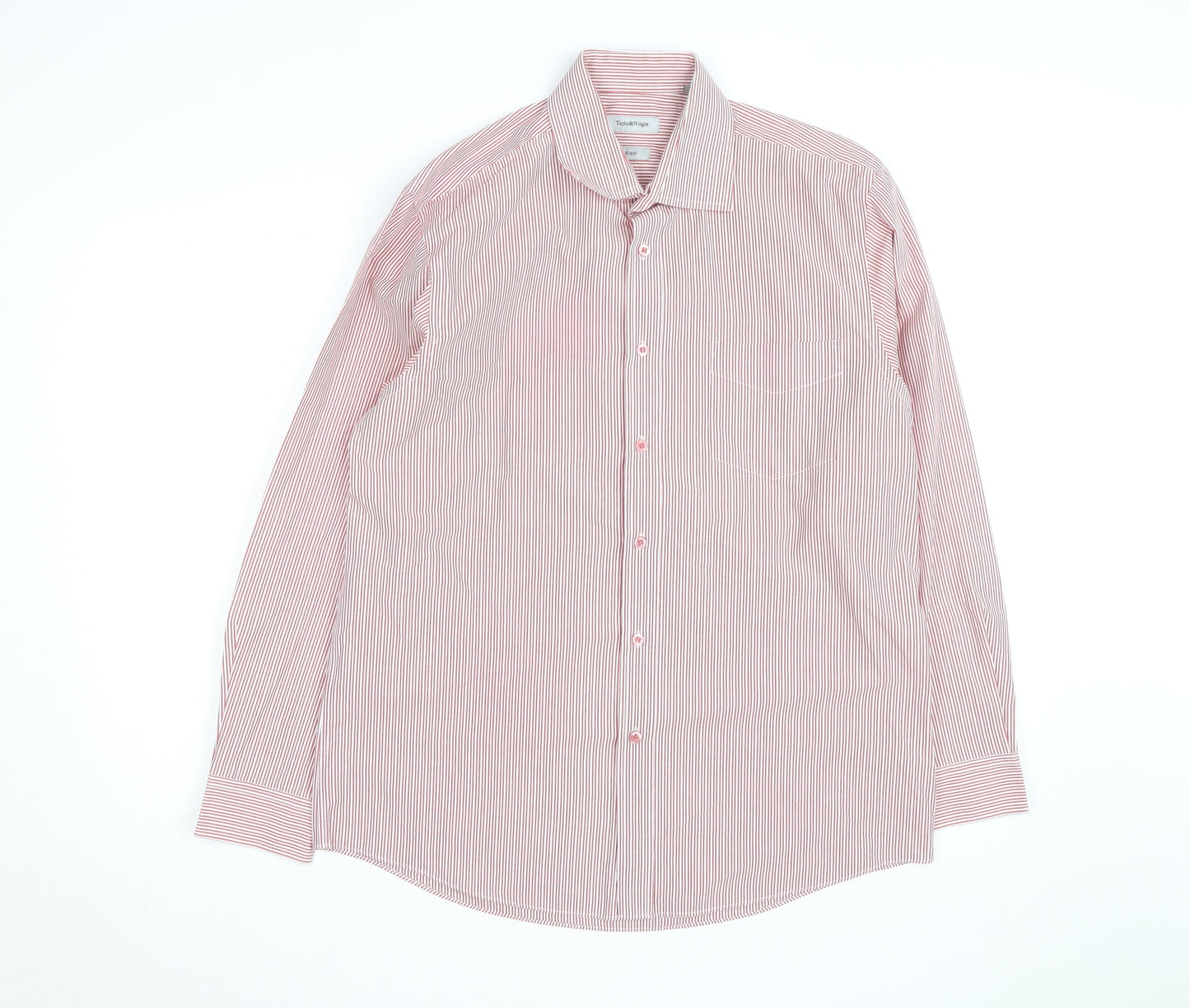 Taylor & Wright Men's Red Striped 16.5in Non-Iron Cotton Blend Shirt