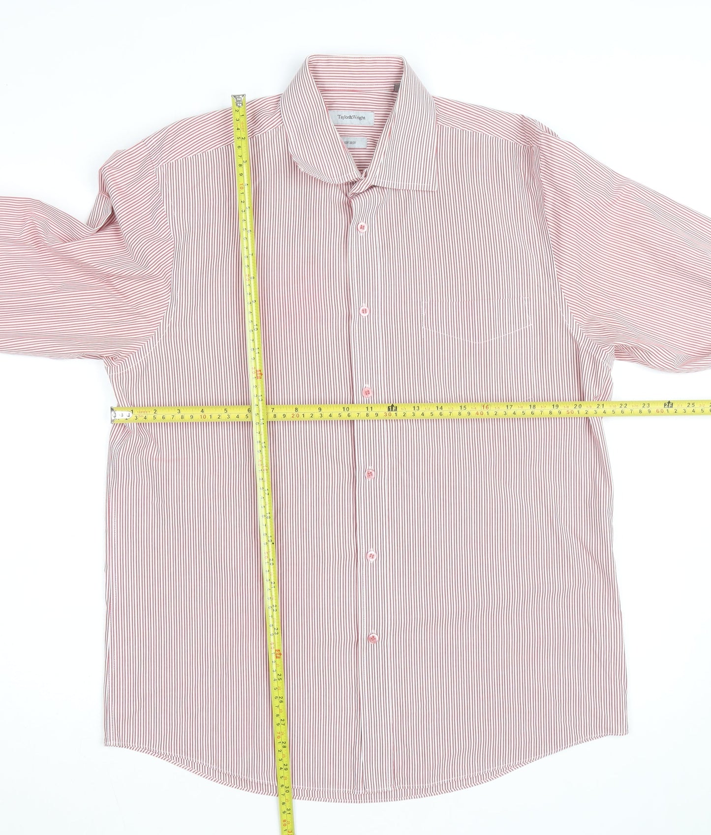 Taylor & Wright Men's Red Striped 16.5in Non-Iron Cotton Blend Shirt