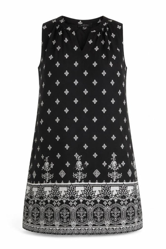Front view of Atmosphere Women Black Viscose Sleeveless Shift Dress, size 12