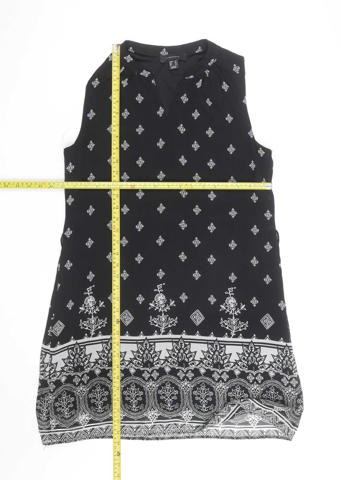 Atmosphere Women Black Viscose Sleeveless Shift Dress Size 12