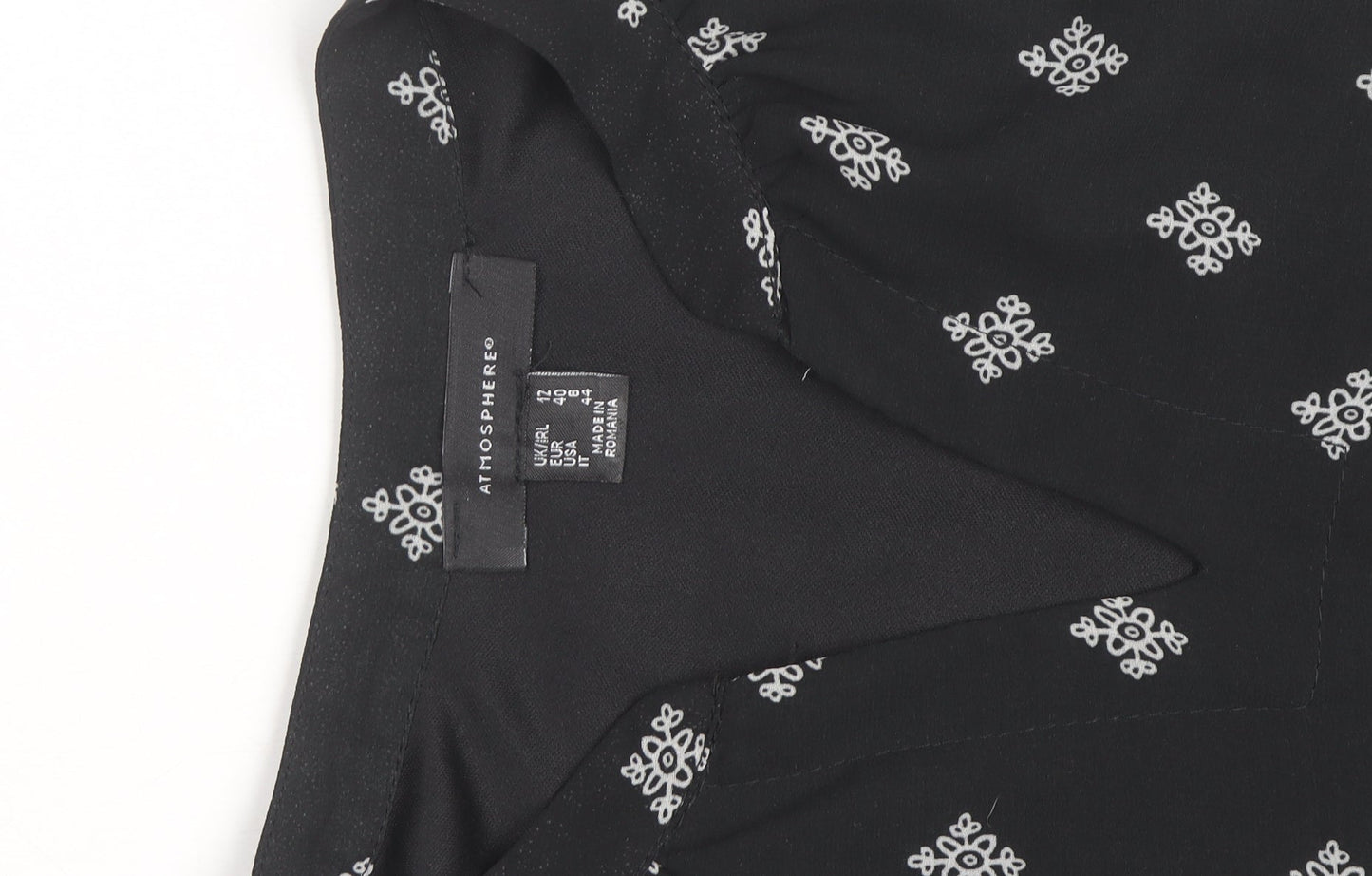 Atmosphere Women Black Viscose Sleeveless Shift Dress Size 12