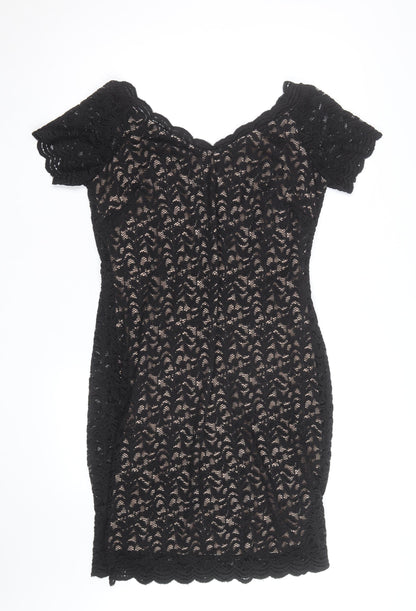 George Women’s Black Lace Bodycon Dress Size 16 Party Knee Length
