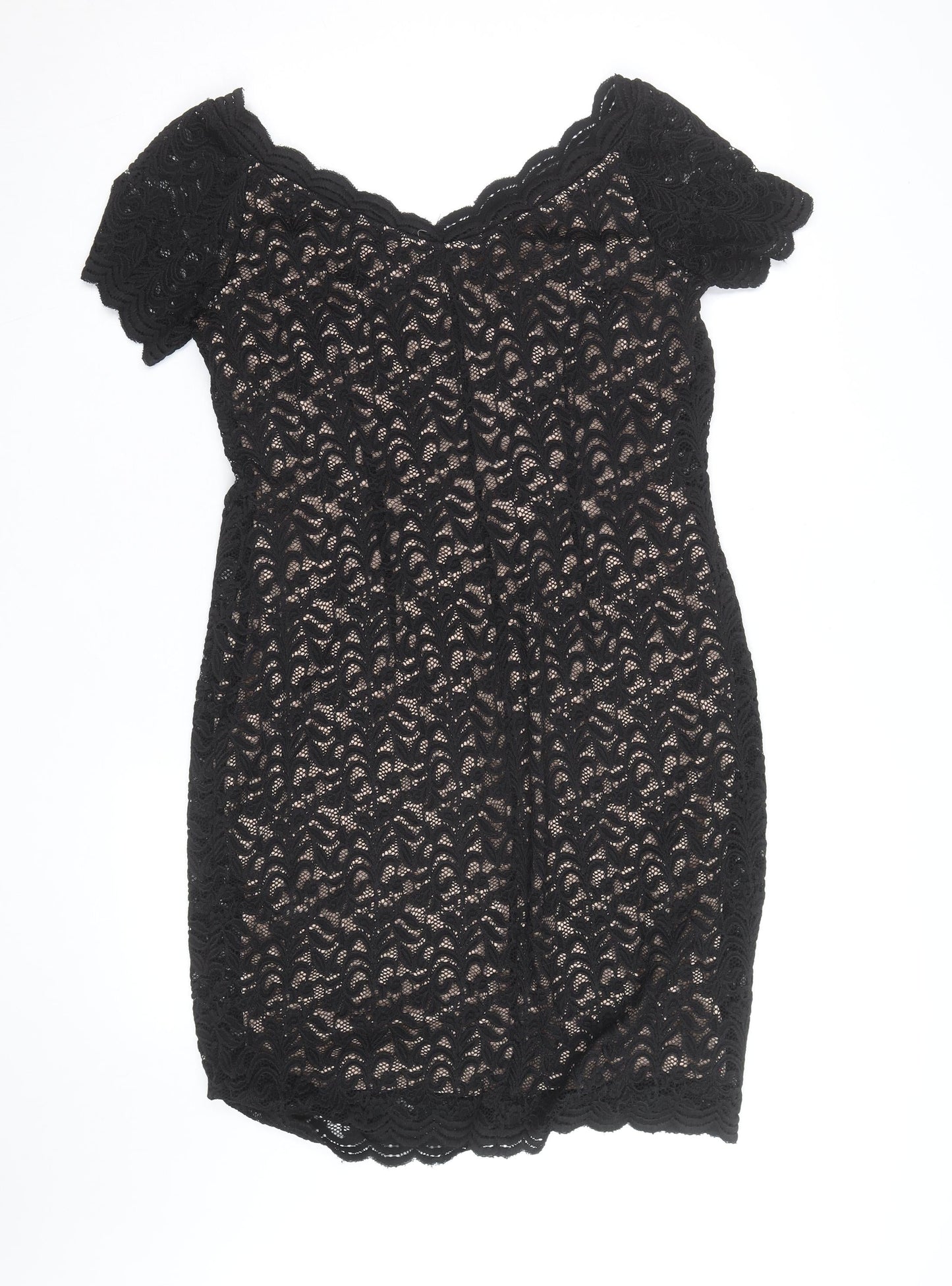 George Women’s Black Lace Bodycon Dress Size 16 Party Knee Length