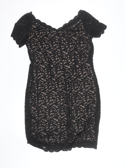 George Women’s Black Lace Bodycon Dress Size 16 Party Knee Length