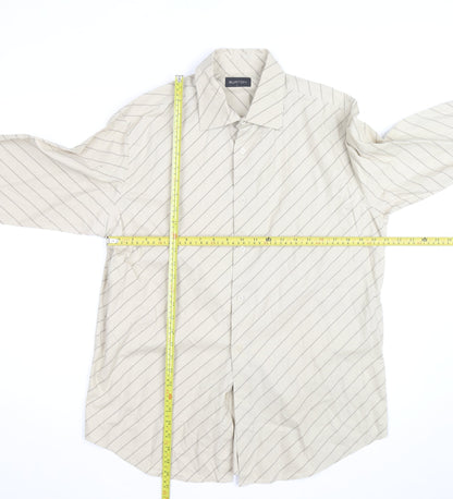 Burton Men's Beige Striped Long Sleeve Cotton Button-Up Shirt Size L