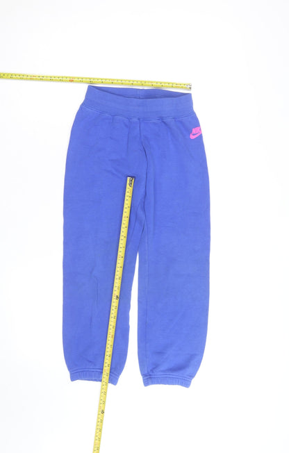 Nike Girls Blue Sweatpants Jogger Style Size S Elastic Waist Activewear