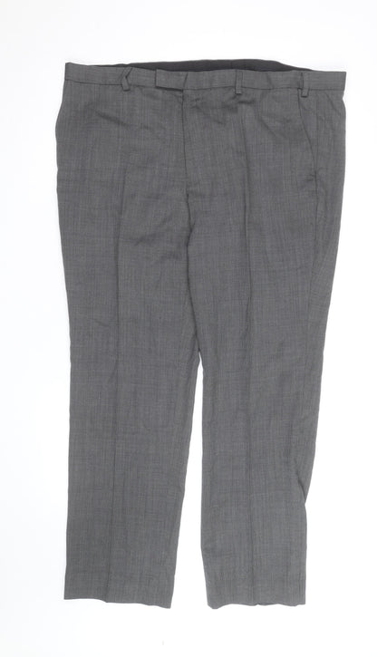 Marks and Spencer Men's Grey Wool Blend Dress Pants 36x32 Classic Fit