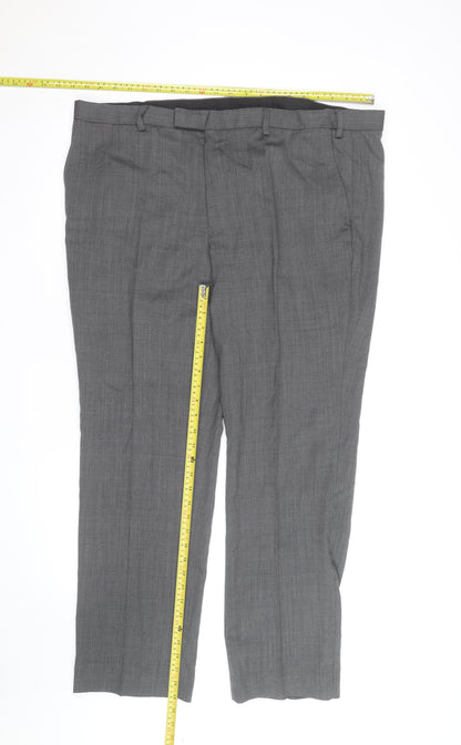 Marks and Spencer Men's Grey Wool Blend Dress Pants 36x32 Classic Fit
