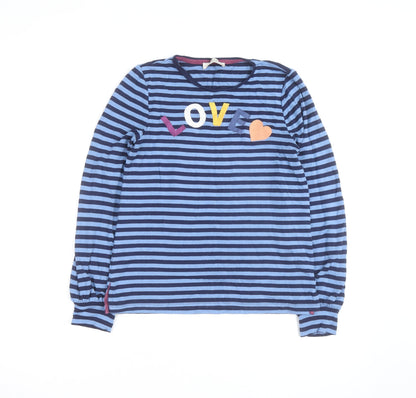 Oasis Unisex Adults Blue Striped LOVE Long Sleeve Cotton Top M