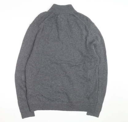 Superdry Men's Grey XL 1/4 Zip High Neck Jumper